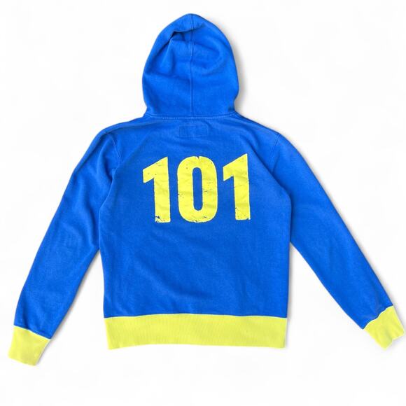 Bethesda Fallout 4 Vault 101 Blue Zip Up Graphic Hoodie Men's Small - Picture 4 of 5